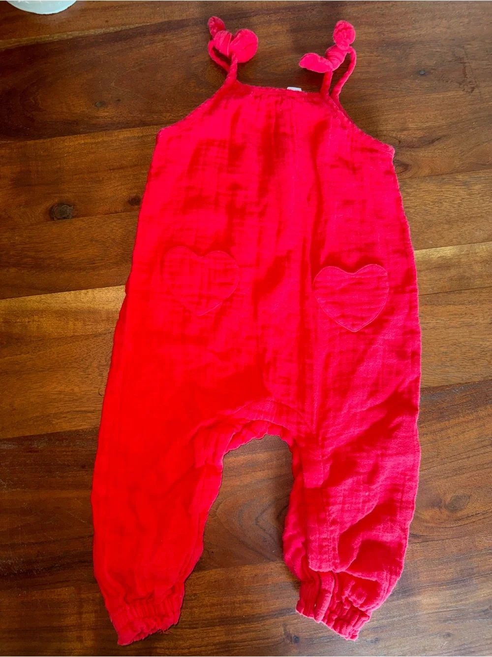 Old Navy Bright Red Heart Pocket Romper